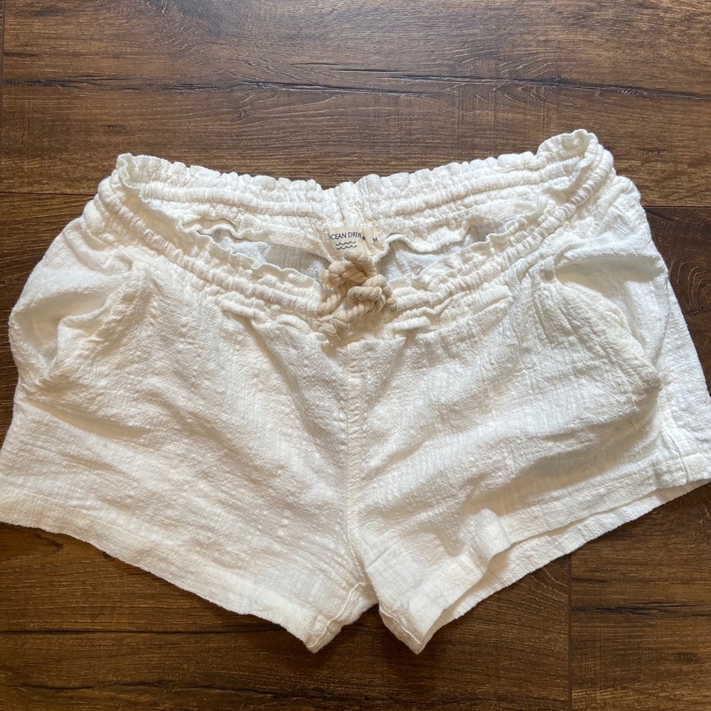 White beach shorts